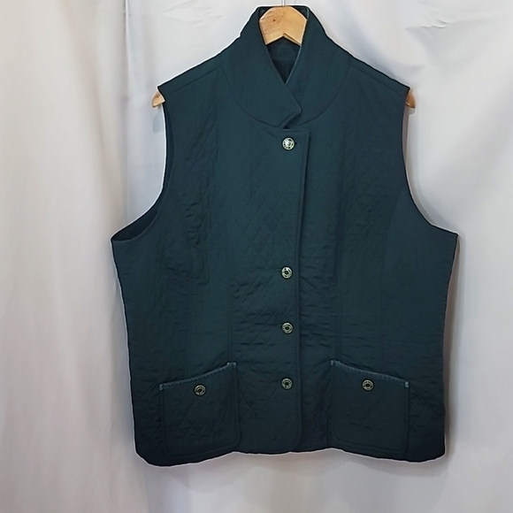 TALBOTS hunter Green quilted Preppy Hunting vest - Picture 1 of 7